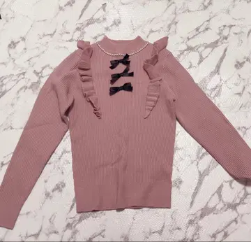 Ank Rouge 3개 리본 니트 핑크