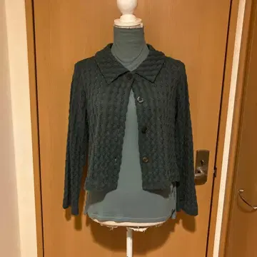 새상품 그레이 편직 무늬 가디건