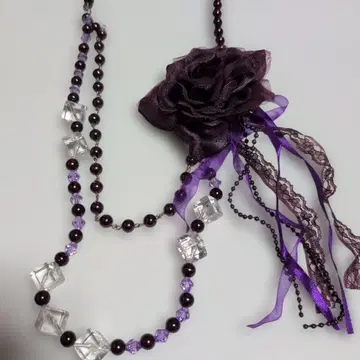 목걸이 장미 보라색 고스로리 락