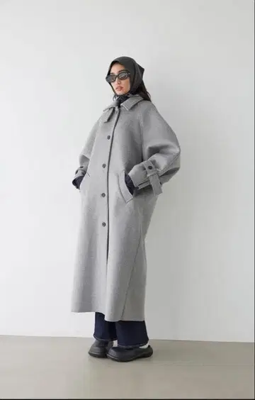 ALEXIA STAM 그레이 코쿤 슬리브 롱 코트