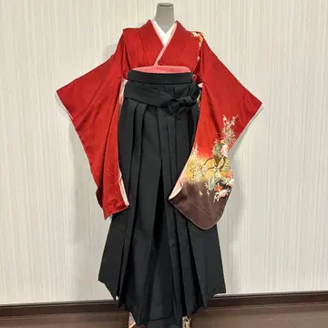 졸업식 니샤쿠소데 기모노 하카마 블랙