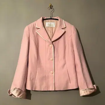 해롯 캐시미어 혼방 어깨 패드 일본제 자켓 핑크 귀여운 M 사이즈