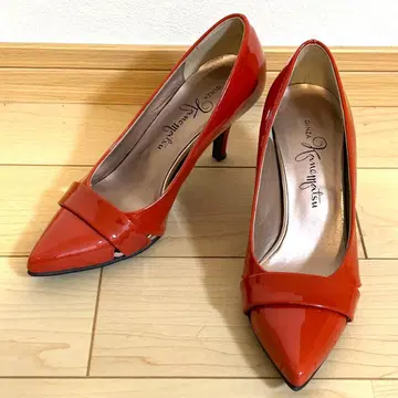 [ 새상품급 ] 긴자 카네마츠 펌프스 21cm 레드 에나멜 힐