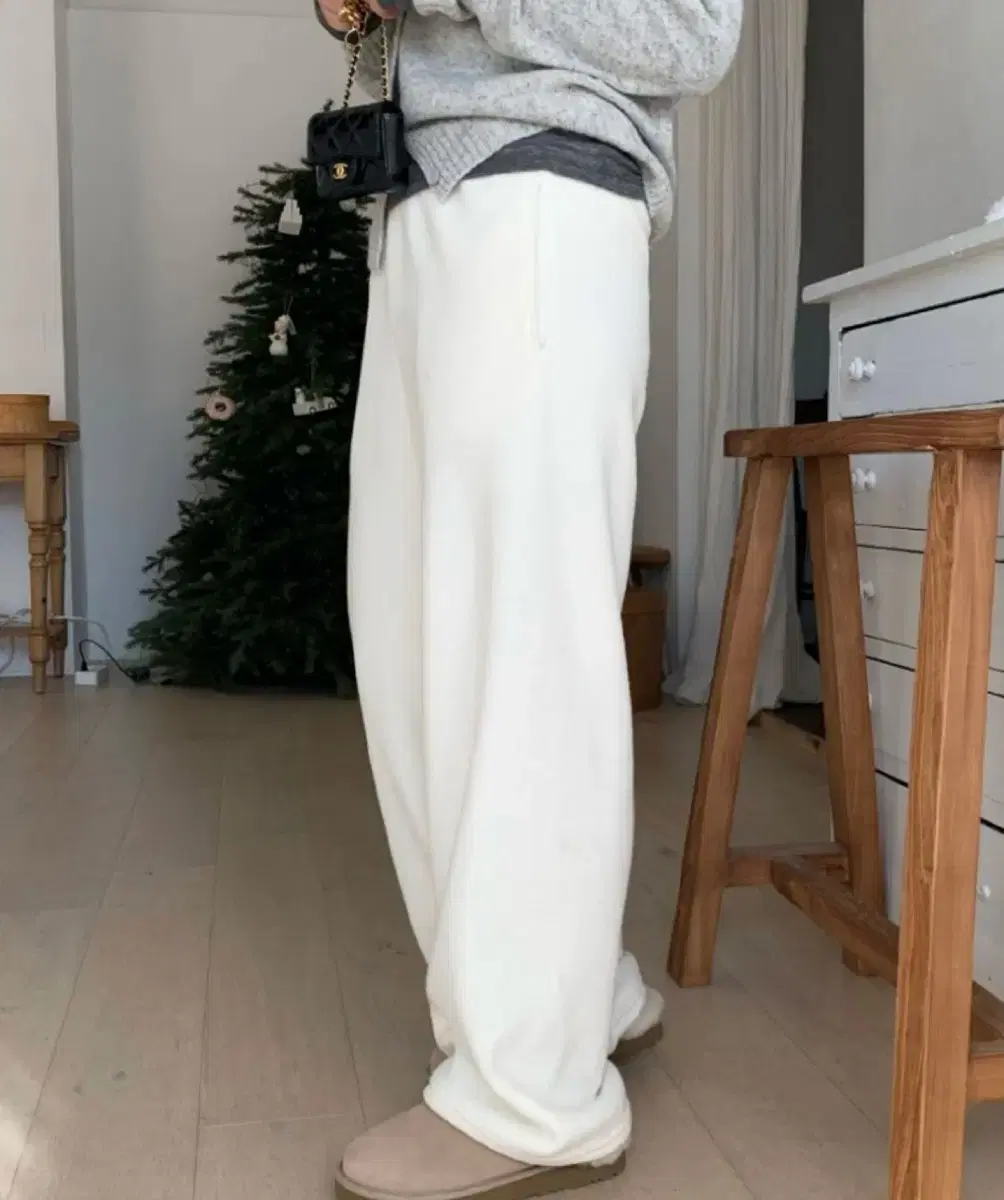Flannel fleece pants, ivory, new item