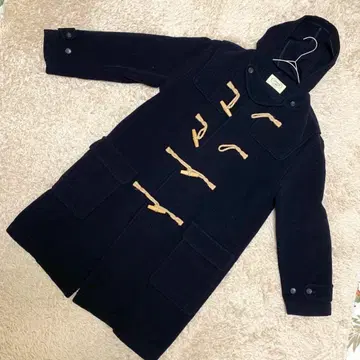 [고품질] Aylesbury 울 100% 더플 코트 블랙 후드 부착