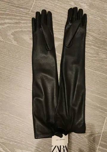 ZARA 100% 가죽 블랙 롱 글러브 L