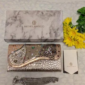 [미사용에 가까움(기재사항 있음)] 미켈란젤로 키라키라 체인 장지갑