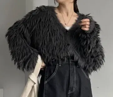 [ 새상품 ] capricieux le'mage 프린지 V 가디건 차콜