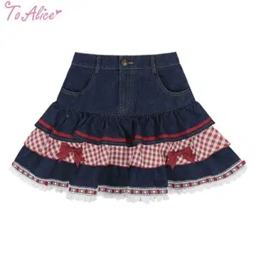 ToAlice 사다리 레이스 데님 캉캉 스커트