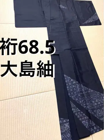 오시마 명주 호몬기 염색 블랙에 가까운 다크 네이비 문 없음