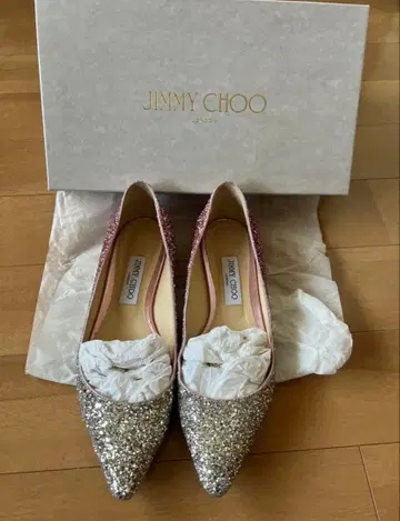 JIMMY CHOO 글리터 플랫슈즈