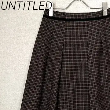 UNTITLED 미디 스커트 플레어 하운드투스 패턴 울 혼방 안감 부착