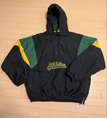 starter 애슬레틱 자수 로고 충전솜 나일론 하프 지퍼 자켓