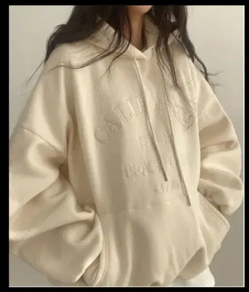 L WEGO 자수 후드 후드티 아이보리