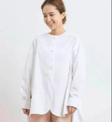 요리 캔디 버튼 셔츠 화이트