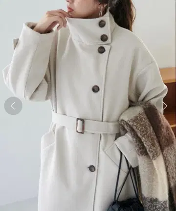 DISCOAT 스탠드 카라 롱 코트