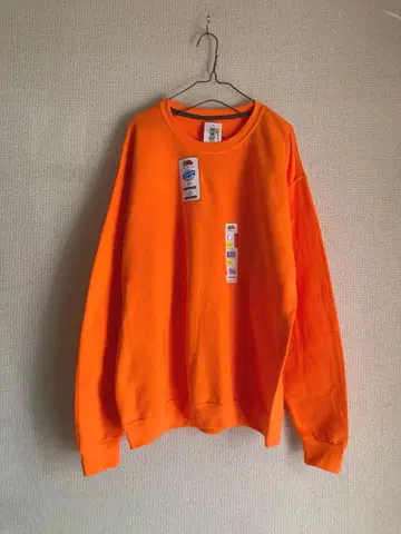 새상품 프룻 오브 더 룸 맨투맨 트레이닝복 오렌지 무지 L