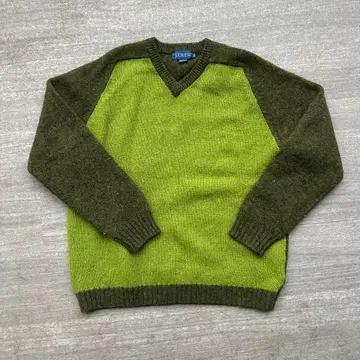 00s J.CREW 니트 V넥 절개 2톤