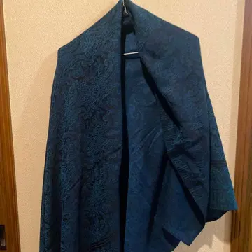 아쿠아 스큐텀 다크 블루 페이즐리 무늬 스톨