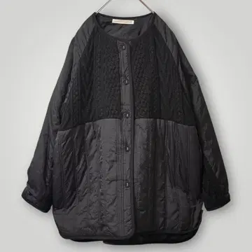 미사용급 [ LUPILIEN ] 성숙/러블리 니트 절개 퀼팅 코트 루즈핏