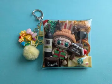 가챠 채워넣은 듯한 파우치 캔디 백 키링 크리스마스 루돌프