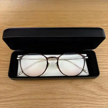 [ 미사용품 ] JINS 중안부 단축 안경 티크 컬러 렌즈 도수 없음