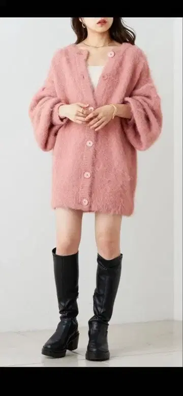 핑크 복슬복슬 가디건