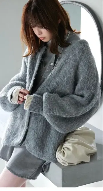 코코딜 기모 오버 니트 코트