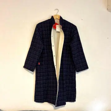 룸웨어 면 소재 네이비 체크 무늬