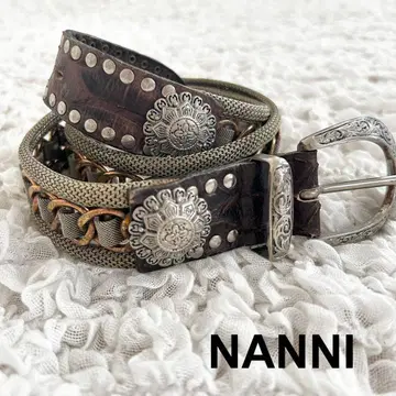 NANNI 메쉬 벨트 가죽 체인 스터드 콤 이탈리아제