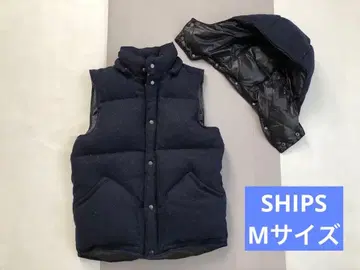 SHIPS 후드 부착 다운 베스트 네이비