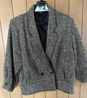 쇼와 레트로 헤링본 무늬 더블 브레스트 자켓