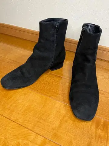 [ FABIORUSCONI ] 블랙 스웨이드 지퍼 숏부츠 36