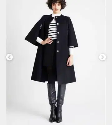 [ BORDERSatBALCONY ] 케이프 코트 블랙 노카라