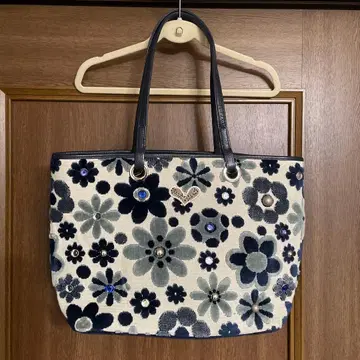 Think Bee! 꽃무늬 블루 카나리 토트백