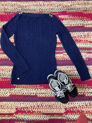 RL 로렌 랄프 로렌 골드 버튼 멋진 네이비 니트