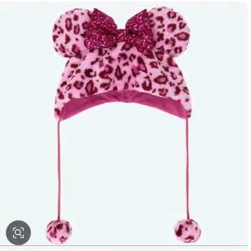 디즈니 미니 팬캡 레오파드 무늬 핑크