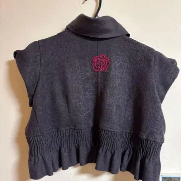장미 자수 다크 그레이 볼레로