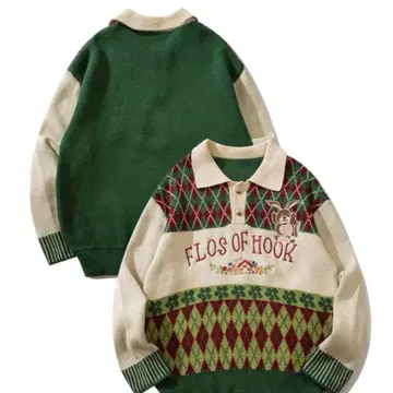 스웨터 니트 HOOK 구제 의류풍 남성용 여성용 XL