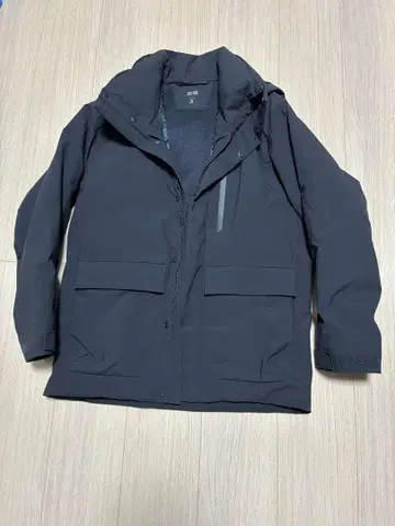 [ 새상품급 ] 유니클로 하이브리드 다운 후드티 네이비 사이즈 S