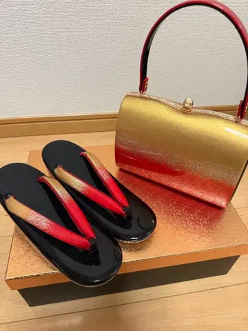 후리소데용 조리 백 세트 M 빨간색 골드, 블랙