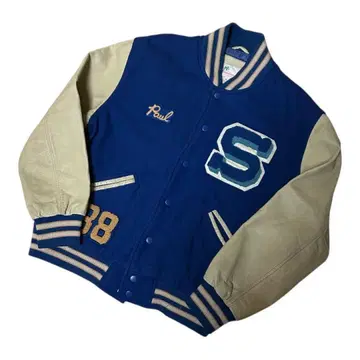 중고품 Reminiscence 레미니센스 소매 가죽 바시티 자켓 M