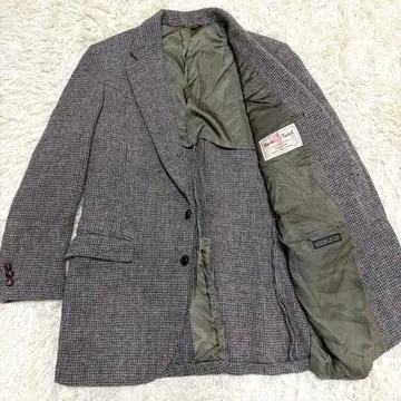 USA 해리스 트위드 테일러드 자켓 싸개 버튼 믹스 트위드