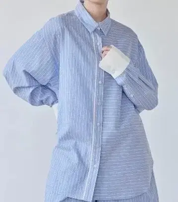 [새상품급] ALEXIA STAM 사이즈 F 아지메 긴팔 셔츠 스카이블루