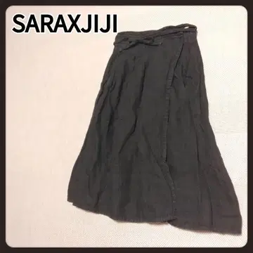 SARAXJIJI 린넨 스커트 랩스커트