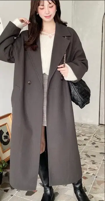 moment+ 롱 체스터 코트 차콜 그레이