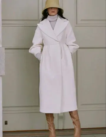 eimy istoire 피크 라펠 코쿤 코트 화이트