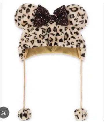 디즈니 미니 팬캡 레오파드 무늬 브라운 베이지