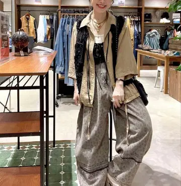 니코앤드 레오파드 레오파 팬츠 와이드 L 루즈핏