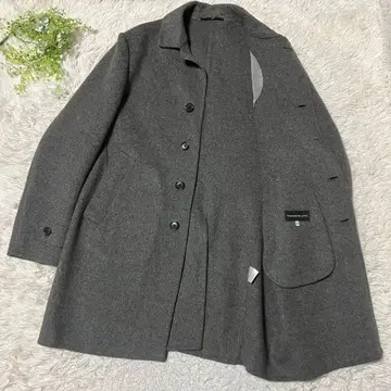 디자인 웍스 정가 5만 엔 울 리버 코트 48 더블 페이스 그레이